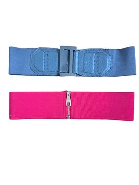 ❤️ Mango Stretch Elastic Waist Belts – Set of 2 | Gray & Red | Size 75 26.5-27"